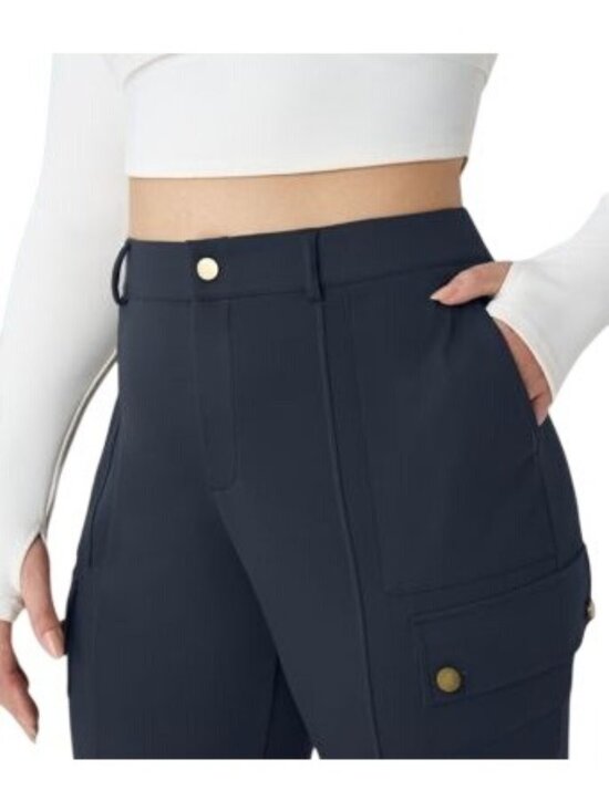 HALARA Pants - Navy DayStretch High Waisted Zipper Pockets Solid Slim Hiking Size M Cargo Pants